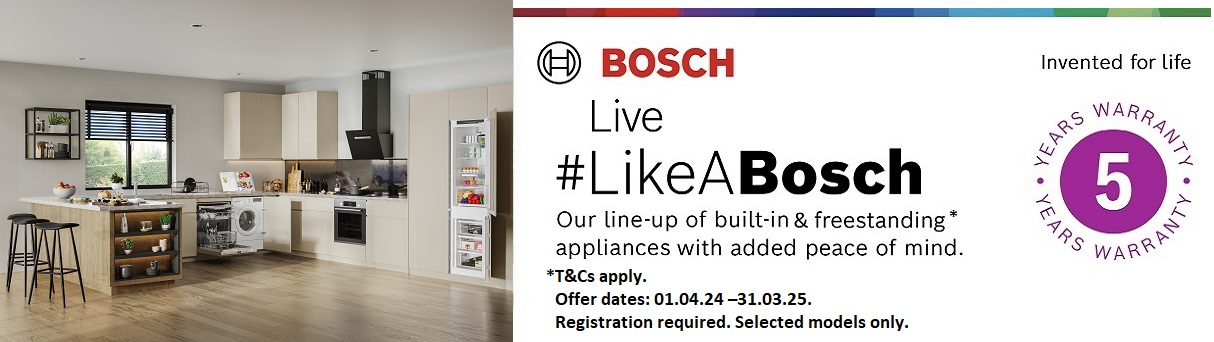 Bosch 5 Year Warranty Promotion 1st April 2024 to 31st March 2025