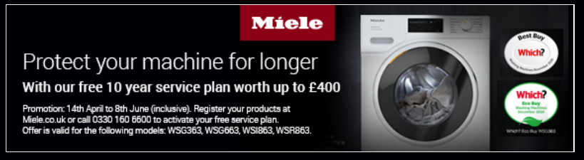 Miele Free 10 year washing machine service plan Miele Free 10 year washing machine service plan
