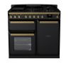 Rangemaster ESDL100DFPGBL/AB1 100cm Wide Dual Fuel Range Cooker - Gloss Black / Antique Brass - A Rated