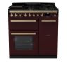Rangemaster ESDL90DFPBOR/AB1 90cm Wide Dual Fuel Range Cooker - Bordeaux / Antique Brass - A Rated