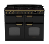 Rangemaster CLDLB110DFPGBL/AB1 Classic Deluxe BC 110 DF Dual Fuel Range Cooker Gloss Black Antique Brass