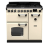 Rangemaster CLDL90DFPPCR/CM1 Classic Deluxe  90 DF  Dual Fuel Range Cooker Pale Cream Chrome