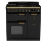 Rangemaster CLDL90DFPGBL/AB1 Classic Deluxe  90 DF  Dual Fuel Range Cooker Gloss Black Antique Brass