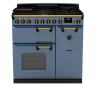 Rangemaster CLDL90DFPSTB/AB1 Classic Deluxe  90 DF  Dual Fuel Range Cooker Stone Blue Antique Brass