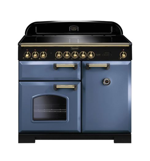Rangemaster CDL100DFFSB/B 100cm Dual Fuel Range Cooker Stone - Blue Brass, A Rated