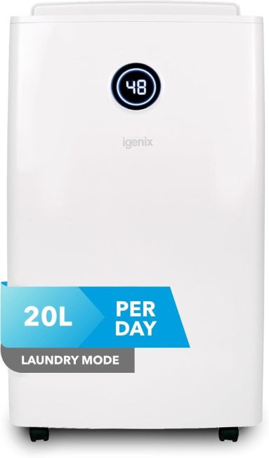 igenix IGDH020W Portable Dehumidifier, Extracts 20 Litres per Day