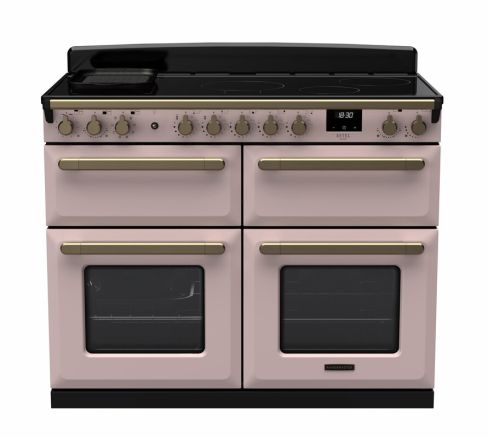 Rangemaster ESDLB110EIPPPK/AB1 110cm Wide Induction Range Cooker ESTEL DLX BC - Pale Pink / Antique Brass - A Rated