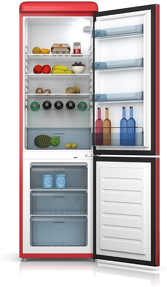 Swan red retro fridge freezer hot sale