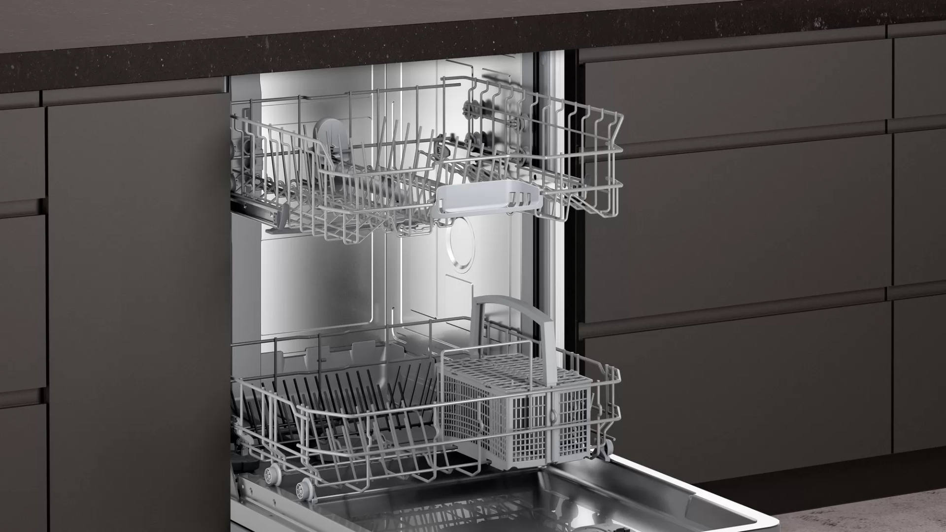 Neff S145ITS04G Semi Integrated 60cm Dishwashers 6 programmes, Flex I baskets, 5 options, 48dB Neff S145ITS04G Semi Integrated 60cm Dishwashers 6 programmes, Flex I baskets, 5 options, 48dB