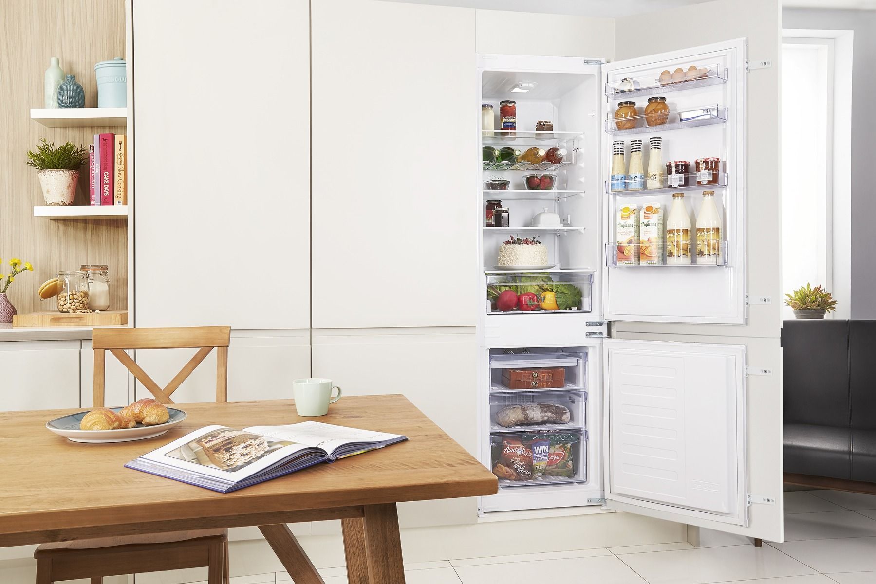 Beko BCFD373 70/30 Integrated Frost Free Fridge Freezer F rated at