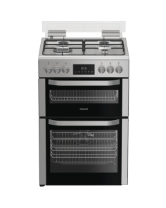 Hotpoint HDD6GDC2WX Dual Fuel Cooker with Double Oven, Inox, A Rated