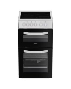 Hotpoint HTE5VCW 50cm Freestanding Electric Ceramic Twin Cavity Cooker - White