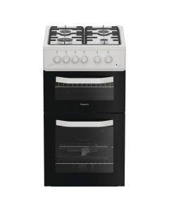 Hotpoint HTG5GCW 50cm Freestanding Gas Twin Cavity Cooker - White