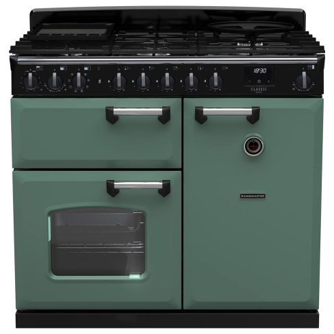 Rangemaster CLDL100DFPMGR/CM1 100cm Dual Fuel Range Cooker MINERAL GREEN