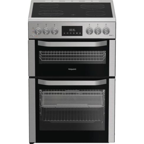 Hotpoint HDE6VDCASX Electric Ceramic Double Oven Cooker 60CM - with Air Fry