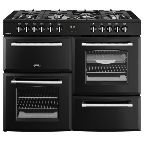 Belling BEL RCA FARMHOUSE 110DF BLK Farmhouse 110cm Dual Fuel Range Cooker in Black A Rated