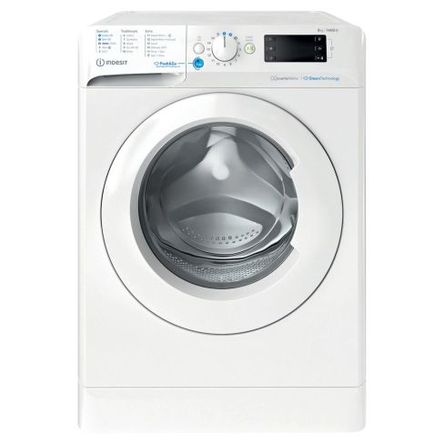 Indesit BWE81496XWVUK Push&Go Steam Washing Machine 8Kg 1400spin - White - A Rated