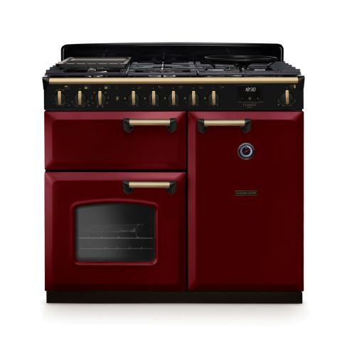 Rangemaster CLDL100DFPBOR/AB1 Classic Deluxe  100 DF Dual Fuel Range Cooker Bordeaux Antique Brass