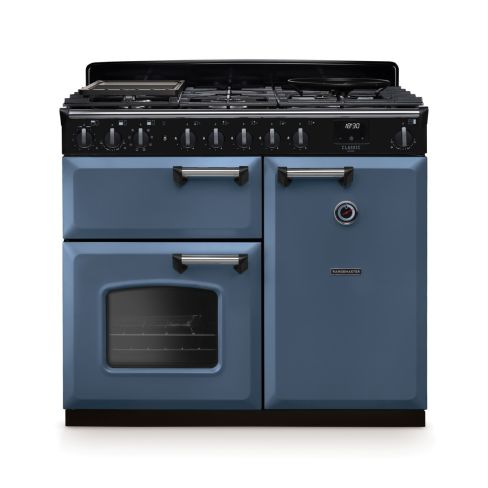 Rangemaster CLDL100DFPSTB/CM1 Classic Deluxe  100 DF Dual Fuel Range Cooker Stone Blue Chrome
