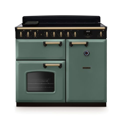 Rangemaster CLDL100EIPMGR/AB1 Classic Deluxe 100cm Induction Range Cooker Mineral Green/Antique Brass