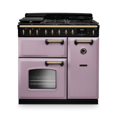 Rangemaster CLDL90DFPHTH/AB1 Classic Deluxe 90 DF Dual Fuel Range Cooker Heather Antique Brass