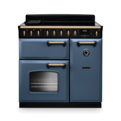 Rangemaster CLDL90EIPSTB/AB1 Classic Deluxe 90cm Induction Range Cooker Stone Blue/Antique Brass