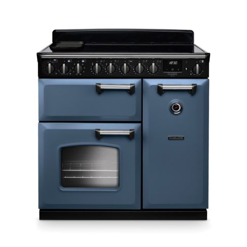 Rangemaster CLDL90EIPSTB/CM1 Classic Deluxe 90cm Induction Range Cooker Stone Blue/Chrome