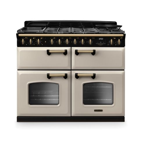 Rangemaster CLDLB110DFPPCR/AB1 Classic Deluxe BC 110 DF Dual Fuel Range Cooker Pale Cream Antique Brass