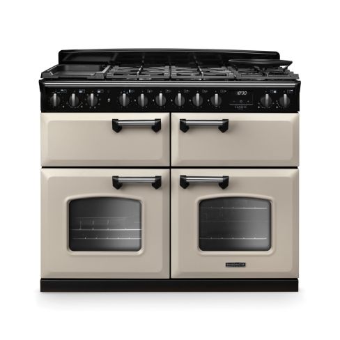 Rangemaster CLDLB110DFPPCR/CM1 Classic Deluxe BC 110 DF Dual Fuel Range Cooker Pale Cream Chrome