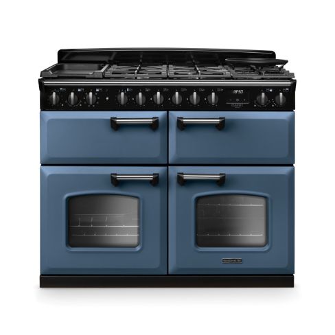 Rangemaster CLDLB110DFPSTB/CM1 Classic Deluxe BC 110 DF Dual Fuel Range Cooker Stone Blue Chrome