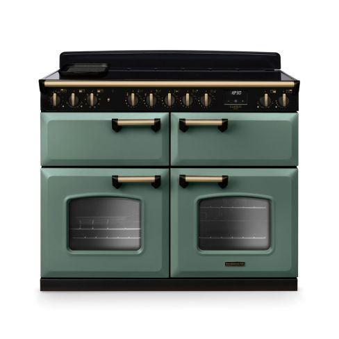 Rangemaster CLDLB110EIPMGR/AB1 Classic Deluxe 110cm BC Induction Range Cooker Mineral Green/Antique Brass