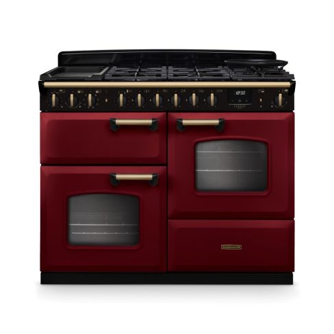 Rangemaster CLDLO110DFPBOR/AB1 Classic Deluxe OC 110 DF Dual Fuel Range Cooker Bordeaux Antique Brass