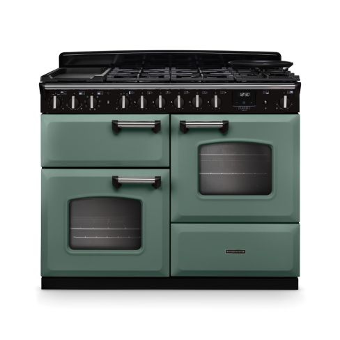 Rangemaster CLDLO110DFPMGR/CM1 Classic Deluxe OC 110 DF Dual Fuel Range Cooker Mineral Green Chrome
