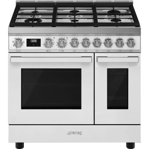 Smeg CPF92GMWH 90cm Portofino Dual Fuel Range Cooker White