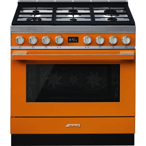 Smeg CPF9GPOR 90cm Portofino Dual Fuel Range Cooker Orange