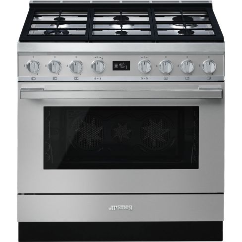 Smeg CPF9GPX 90cm Portofino Dual Fuel Range Cooker Stainless Steel