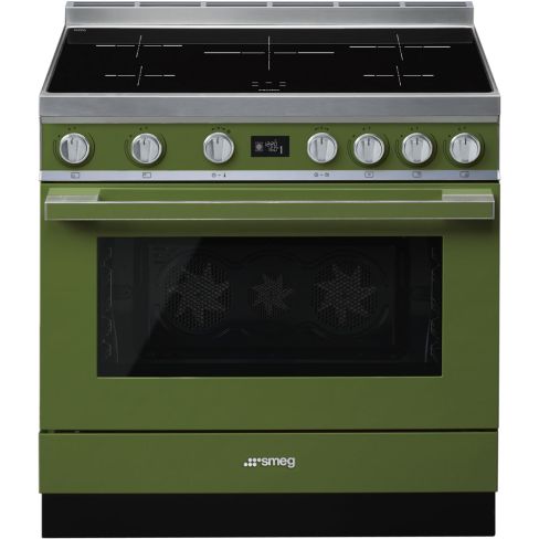 Smeg CPF9IPOG 90cm Portofino Electric Induction Range Cooker Olive Green