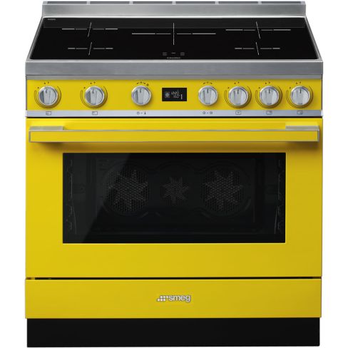 Smeg CPF9IPYW 90cm Portofino Electric Induction Range Cooker Yellow