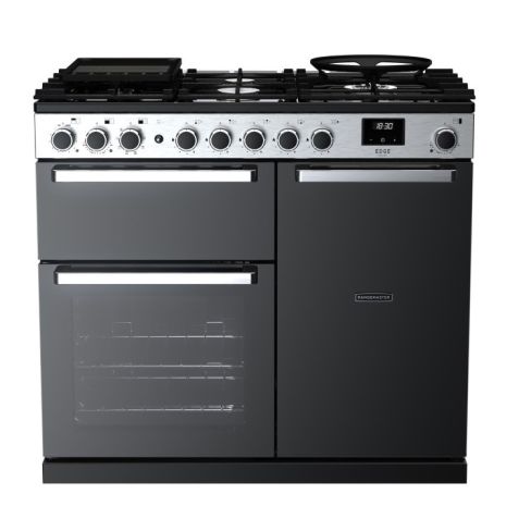 Rangemaster EDDL100DFGBLK/CM1 100cm Wide Dual Fuel Range Cooker - Black / Chrome - A Rated