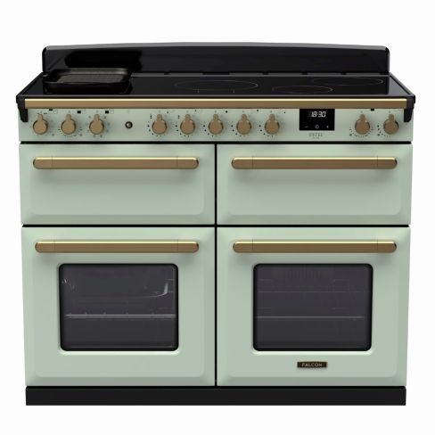 Rangemaster ESDLB110EIPMNT/AB1 110cm Wide Induction Range Cooker ESTEL DLX BC - Mint / Antique Brass - A Rated