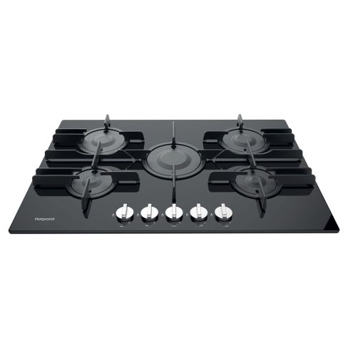 Hotpoint FTGHG751DHBK 75cm Black Gas On Glass Hob - Front Controls