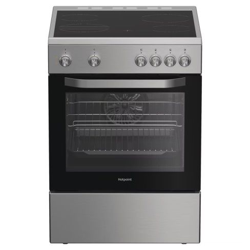 Indesit H6V5KMXUK Freestanding 60cm Single Cavity Ceramic Hob Cooker in Stainless Steel A Rated