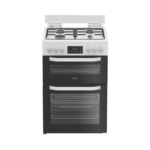 Hotpoint HDD6GDC2W Dual Fuel Cooker with Double Oven, White, A Rated