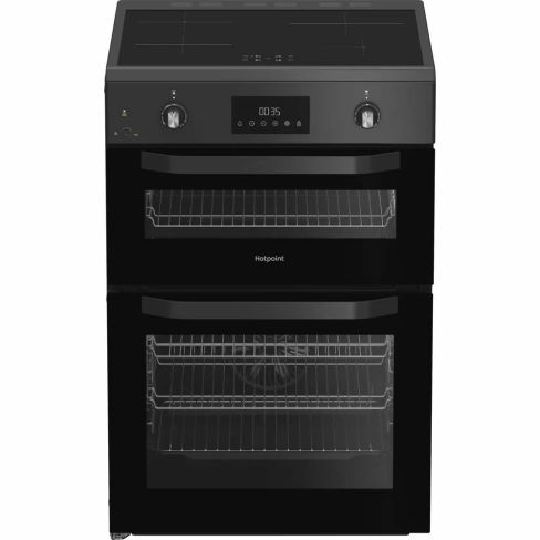 Hotpoint HDE6IDC2SA Induction Electric Cooker with Double Oven, Antracite, A Rated