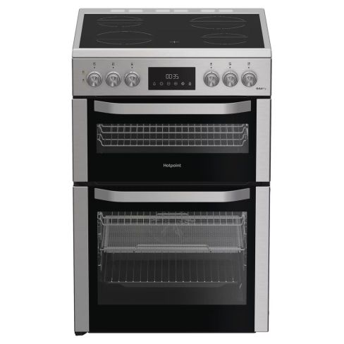 Hotpoint HDE6VDCAX 60cm Freestanding Electric Double Oven Cooker with Air Fry - Stainless Steel