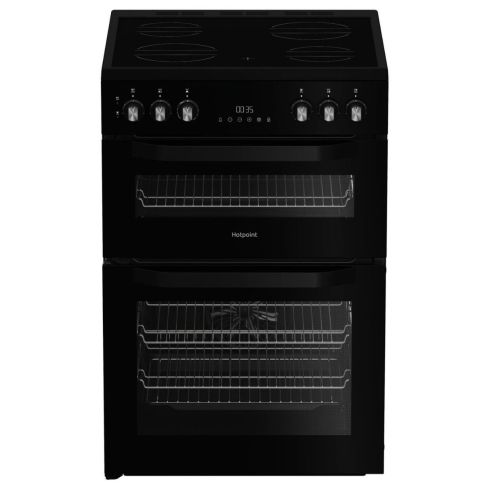 Hotpoint HTE6VDCB1 Ceramic Electric Cooker with Separate Grill, Black, A Rated