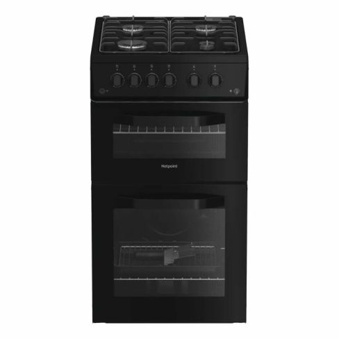 Hotpoint HTG5GCB 50cm Gas Twin Cavity Cooker - Black