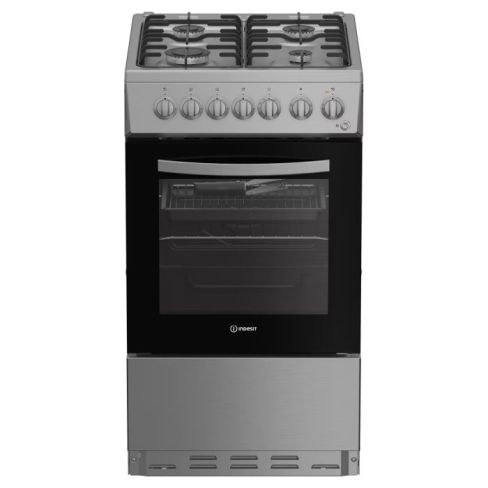 Indesit I5G3PMX Freestanding 50cm Dual Fuel Single Cavity Steam & Clean Cooker in Stainless Steel Inox A Rated