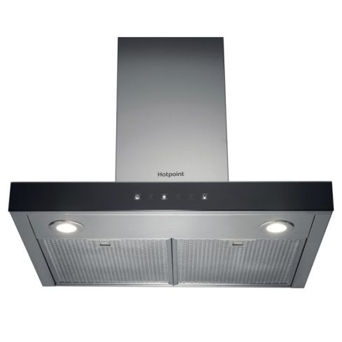 Hotpoint PHBS68FLTIX1 60cm Chimney Cooker Hood in Black-Stainless Steel