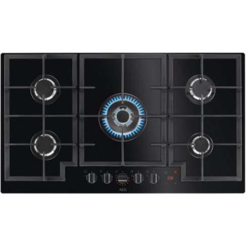 AEG HKB95450NB Flamelight Gas On Glass Hob 90cm